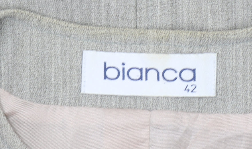 Bianca Women Beige Regular Fit Zip Suit Jacket Size 14