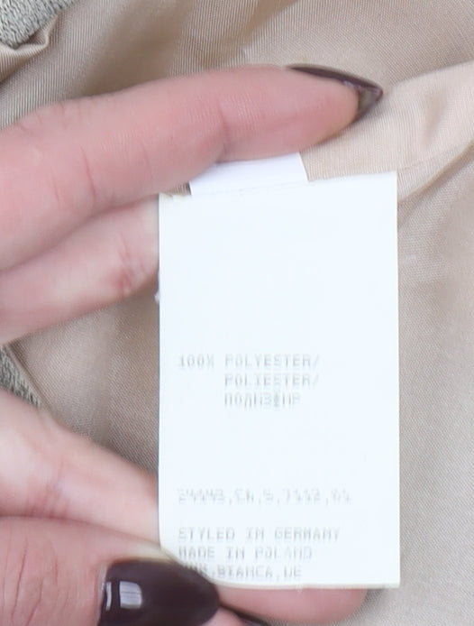 Bianca Women Beige Regular Fit Zip Suit Jacket Size 14