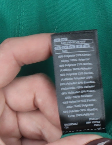 F&F Women’s Green Trench Coat Size 8 Belted Mid-Length Classic Style