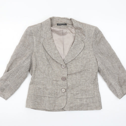 Alex & Co Women Beige Linen Blend Blazer UK 10 Classic Short Sleeve
