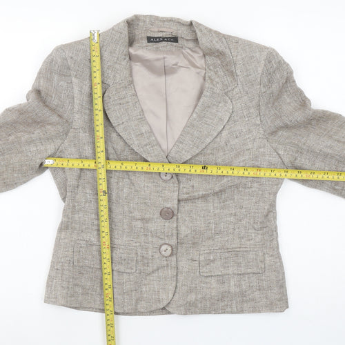 Alex & Co Women Beige Linen Blend Blazer UK 10 Classic Short Sleeve