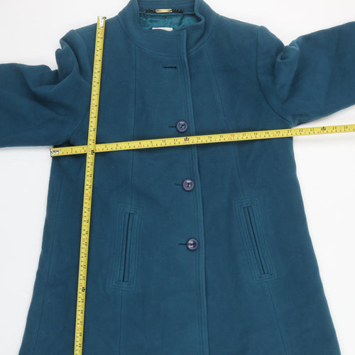 Eastex Women's Blue Wool Cashmere Blend Mid-Length Overcoat UK 14