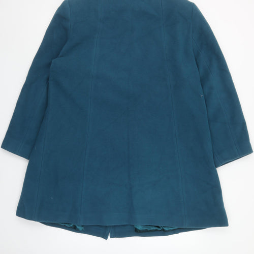 Eastex Women's Blue Wool Cashmere Blend Mid-Length Overcoat UK 14