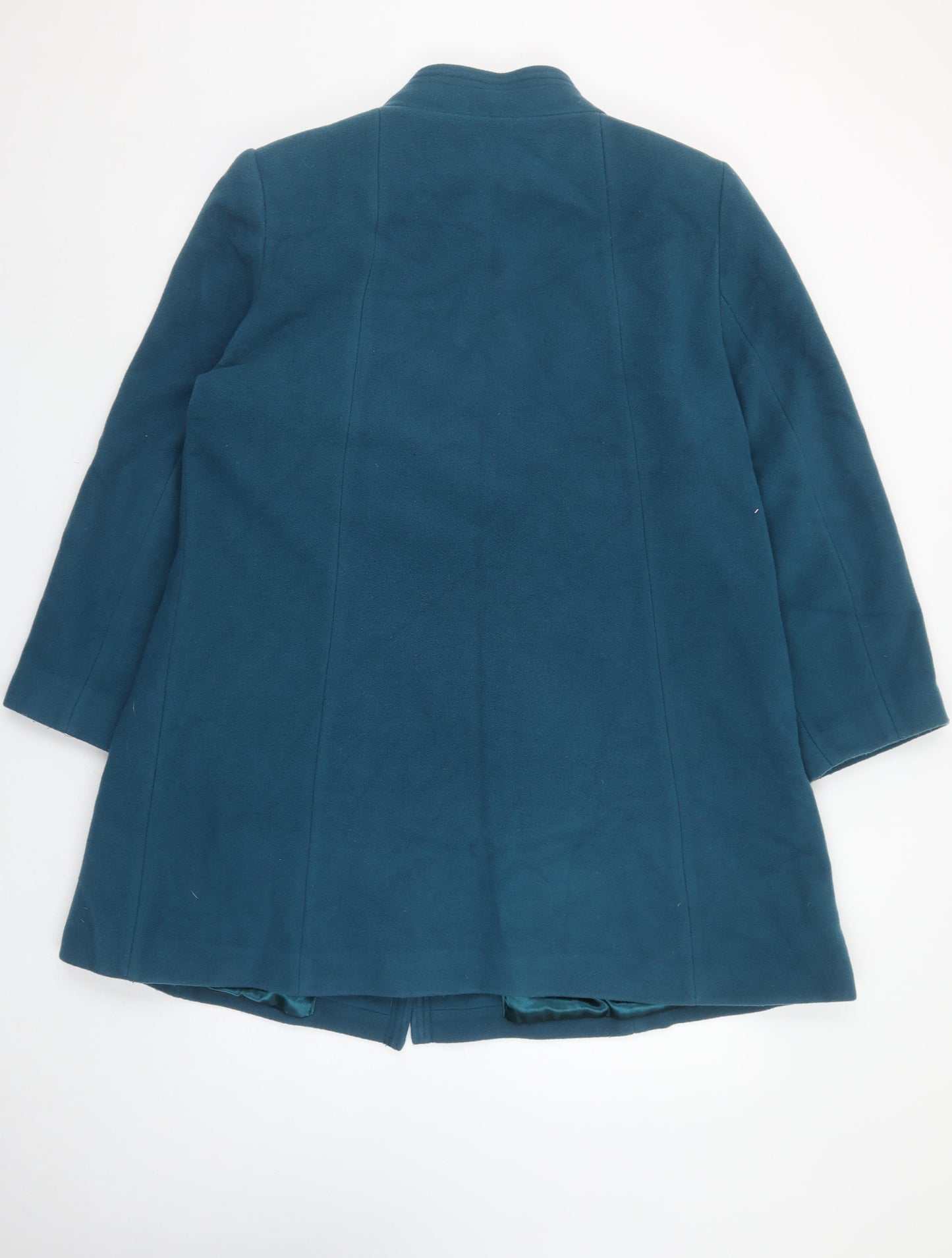 Eastex Women's Blue Wool Cashmere Blend Mid-Length Overcoat UK 14