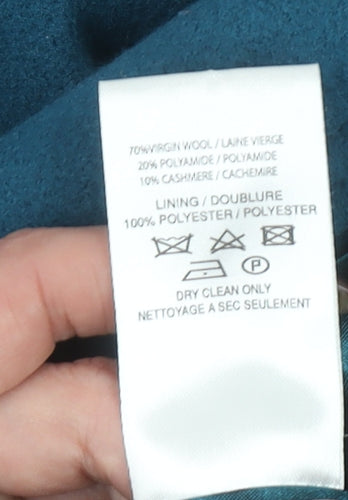 Eastex Women's Blue Wool Cashmere Blend Mid-Length Overcoat UK 14