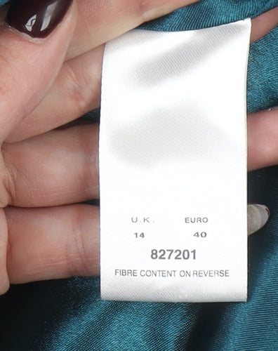 Eastex Women's Blue Wool Cashmere Blend Mid-Length Overcoat UK 14