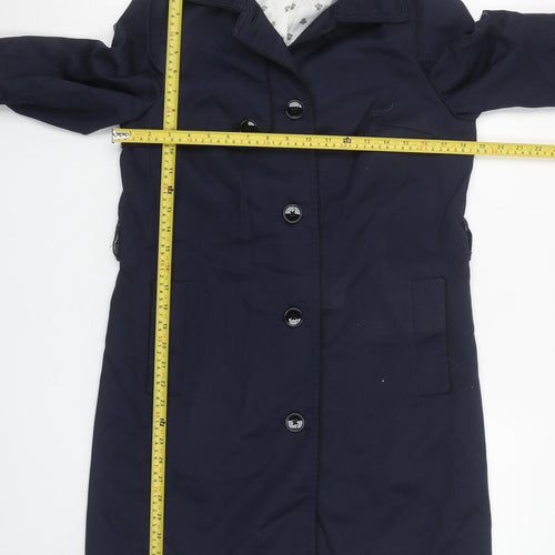 H&M Women's Blue Mid-Length Trench Coat Size 8 Classic Style