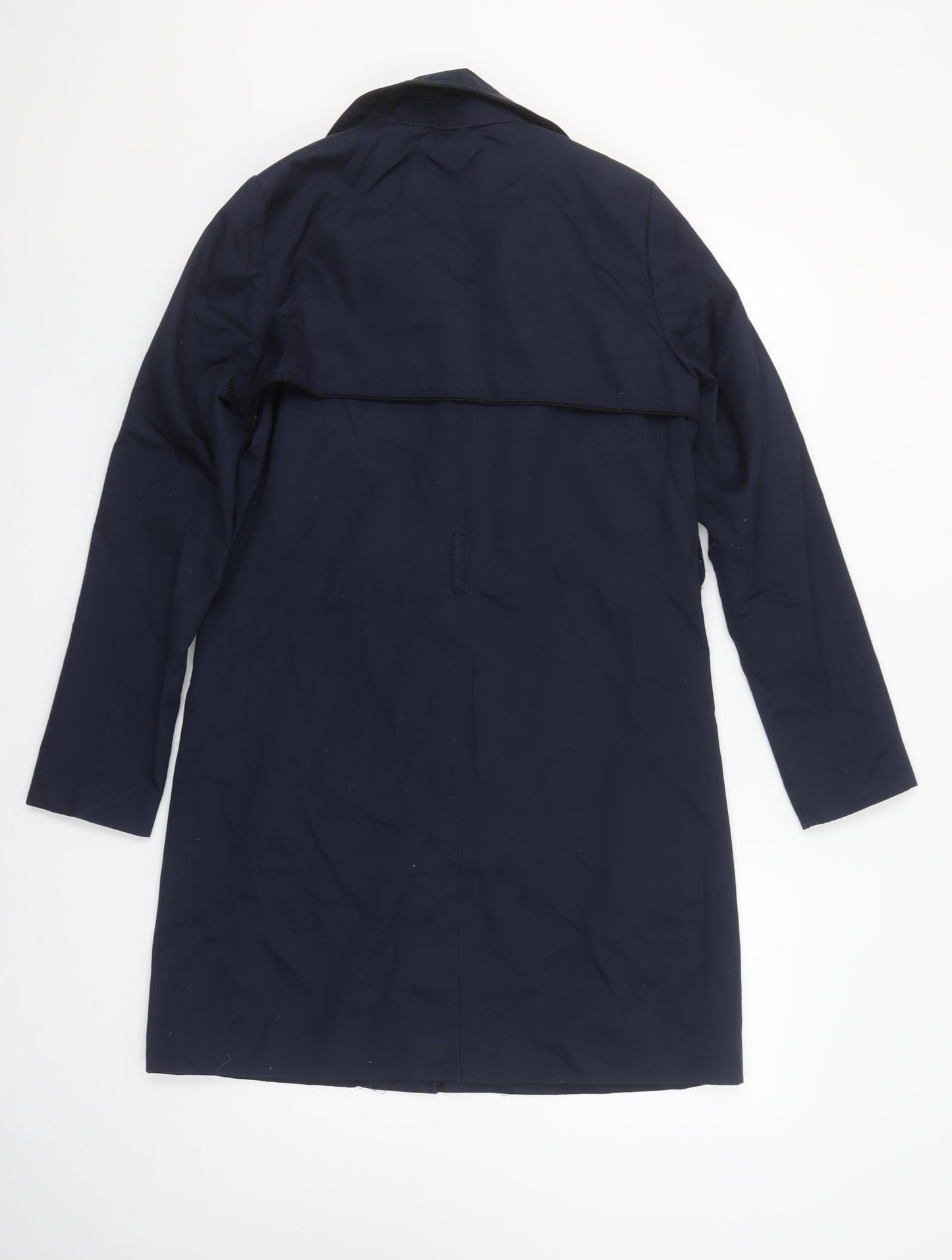H&M Women's Blue Mid-Length Trench Coat Size 8 Classic Style