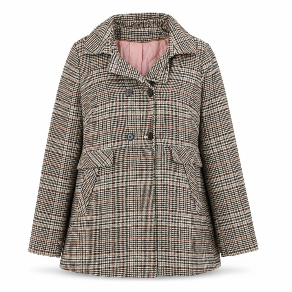 H&M Womens Brown Checked Mid-Length Trench Coat Size 16