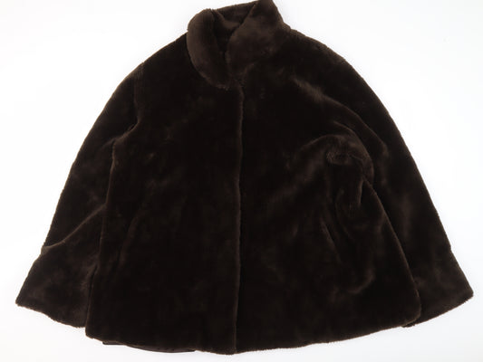 Fabrizio A. Womens Brown Faux Fur Mid-Length Overcoat Size 14