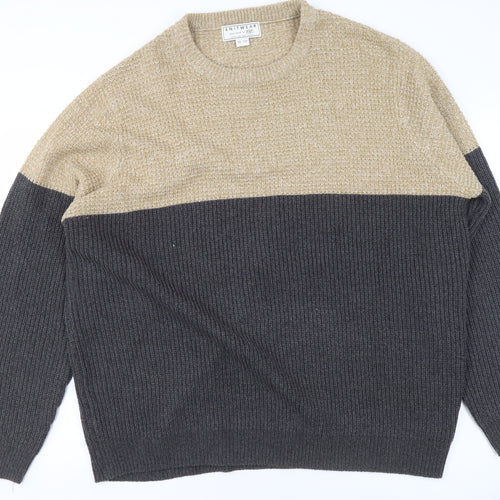F&F Womens Beige Grey Knit Pullover Jumper 3XL Crew Neck Acrylic