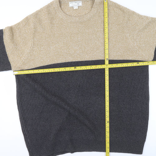 F&F Womens Beige Grey Knit Pullover Jumper 3XL Crew Neck Acrylic