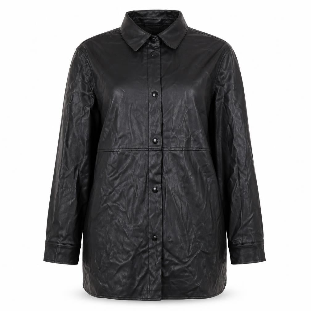 Primark Women’s Black Faux Leather Long Jacket Size L 14/16