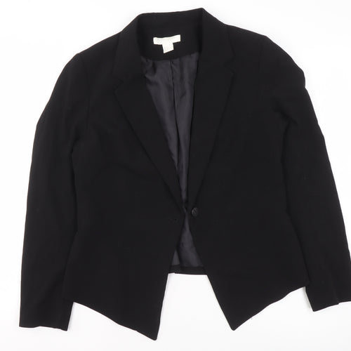 H&M Women’s Black Blazer Jacket Size 14 Tailored Single-Breasted Workwear