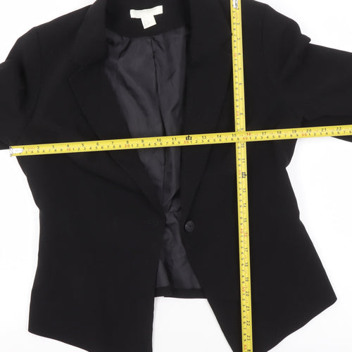 H&M Women’s Black Blazer Jacket Size 14 Tailored Single-Breasted Workwear