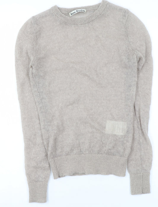 Acne Studios Women's Beige Mohair Wool Crew Neck Jumper Size M