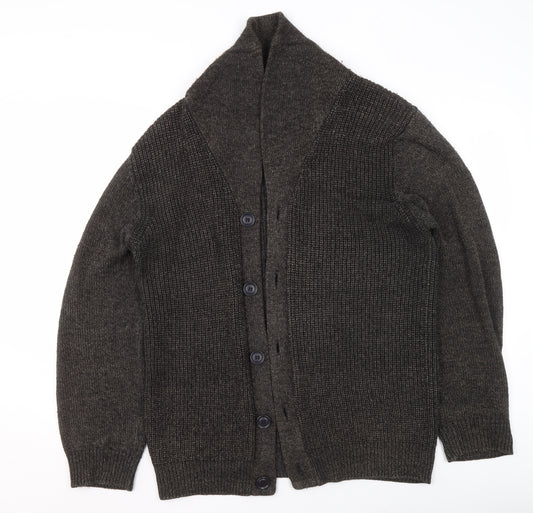 David Jones Women Brown Wool Blend Slim Fit Cardigan L