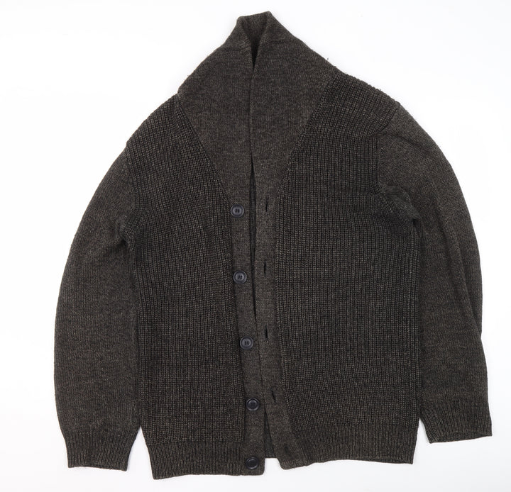 David Jones Women Brown Wool Blend Slim Fit Cardigan L