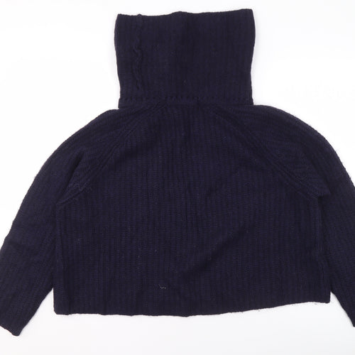 Zara Knit Women’s Navy Blue Roll Neck Wool Jumper Size L