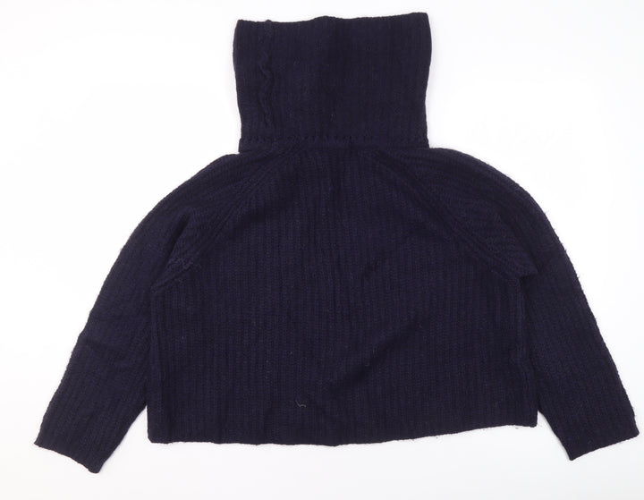 Zara Knit Women’s Navy Blue Roll Neck Wool Jumper Size L