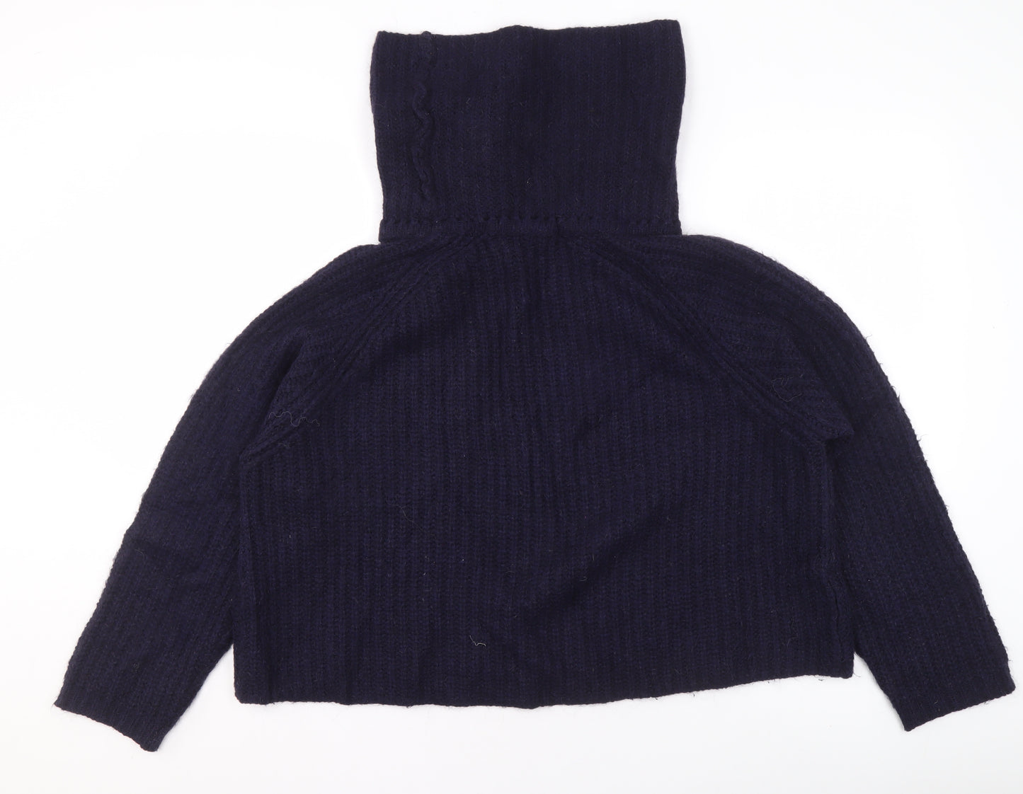 Zara Knit Women’s Navy Blue Roll Neck Wool Jumper Size L