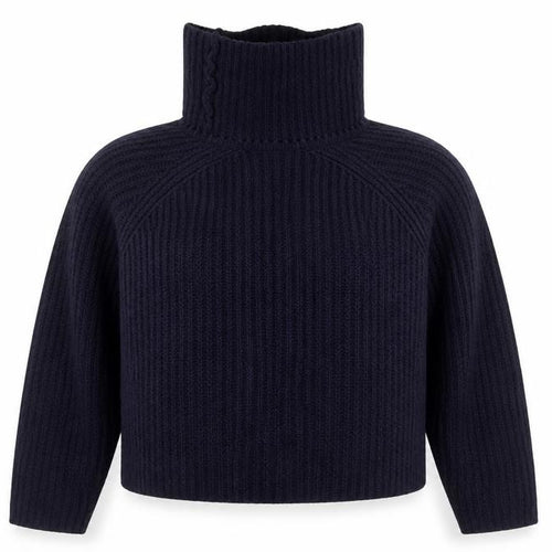 Zara Knit Women’s Navy Blue Roll Neck Wool Jumper Size L