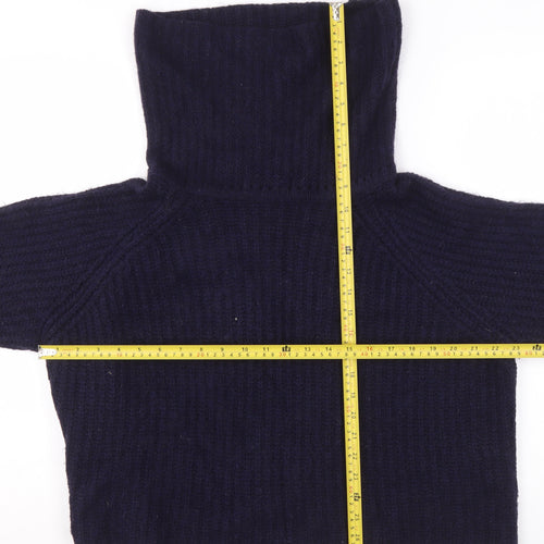 Zara Knit Women’s Navy Blue Roll Neck Wool Jumper Size L