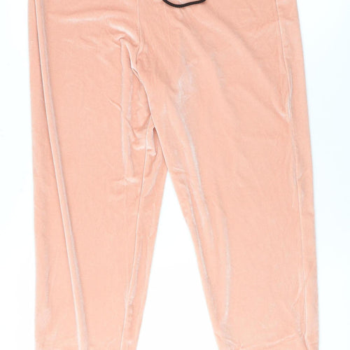 Boohoo Womens Pink Velvet Jogger Trousers Size 12