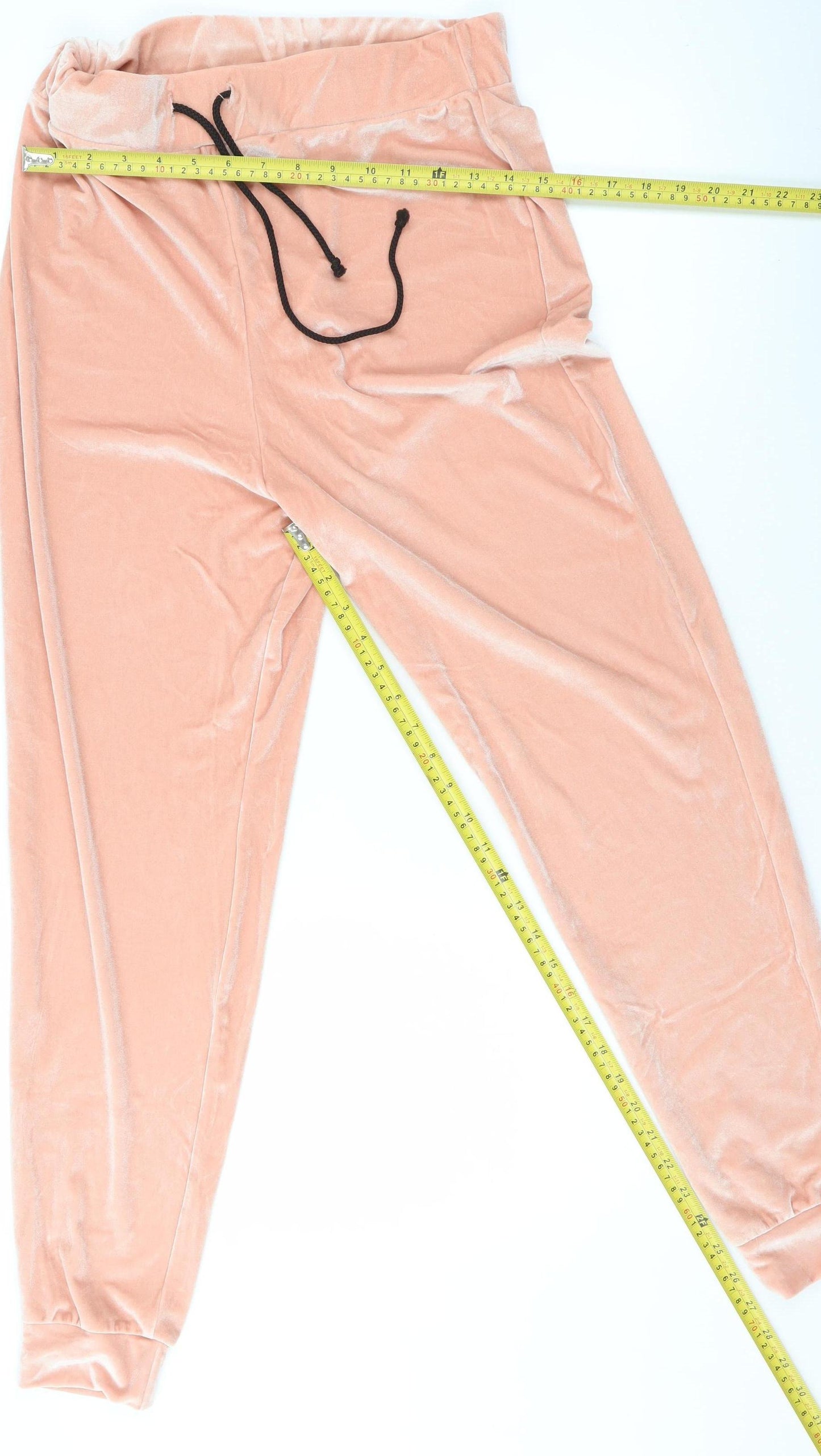 Boohoo Womens Pink Velvet Jogger Trousers Size 12