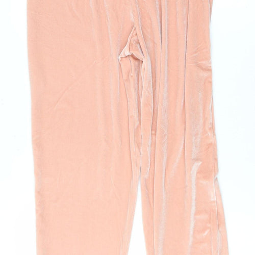 Boohoo Womens Pink Velvet Jogger Trousers Size 12