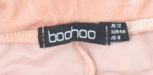 Boohoo Womens Pink Velvet Jogger Trousers Size 12