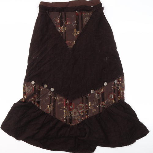 ARS Collection Women Brown Floral Corduroy Fit & Flare Midi Dress Size 14