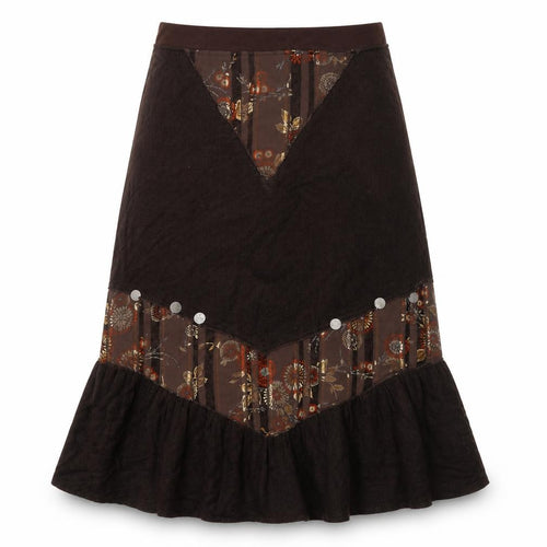 ARS Collection Women Brown Floral Corduroy Fit & Flare Midi Dress Size 14