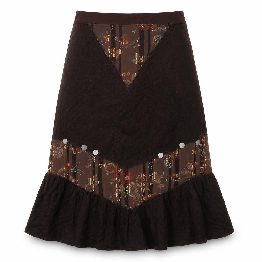 ARS Collection Women Brown Floral Corduroy Fit & Flare Midi Dress Size 14