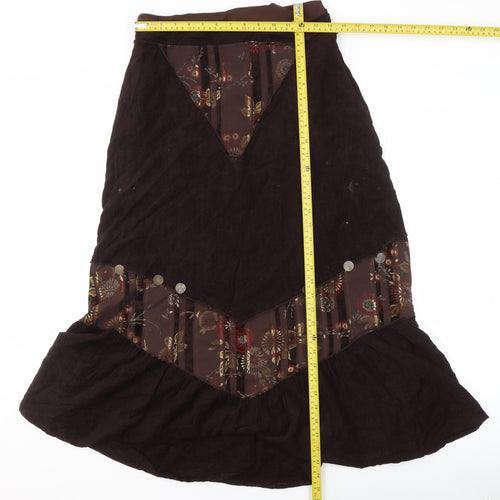 ARS Collection Women Brown Floral Corduroy Fit & Flare Midi Dress Size 14