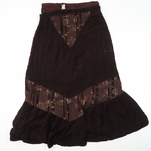 ARS Collection Women Brown Floral Corduroy Fit & Flare Midi Dress Size 14