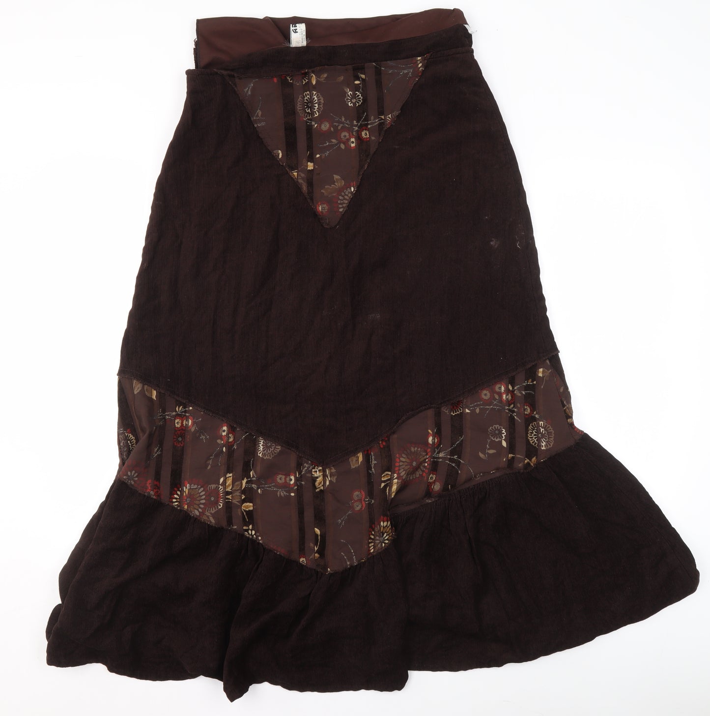 ARS Collection Women Brown Floral Corduroy Fit & Flare Midi Dress Size 14