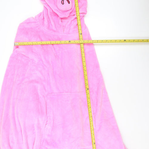 Marks and Spencer Women Pink Fleece Hooded Pig Robe L