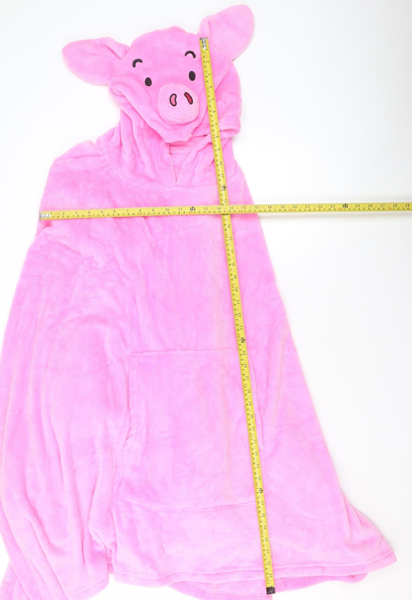 Marks and Spencer Women Pink Fleece Hooded Pig Robe L
