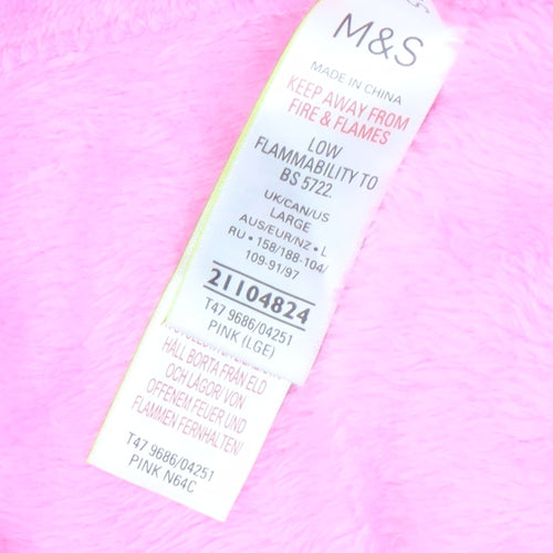 Marks and Spencer Women Pink Fleece Hooded Pig Robe L