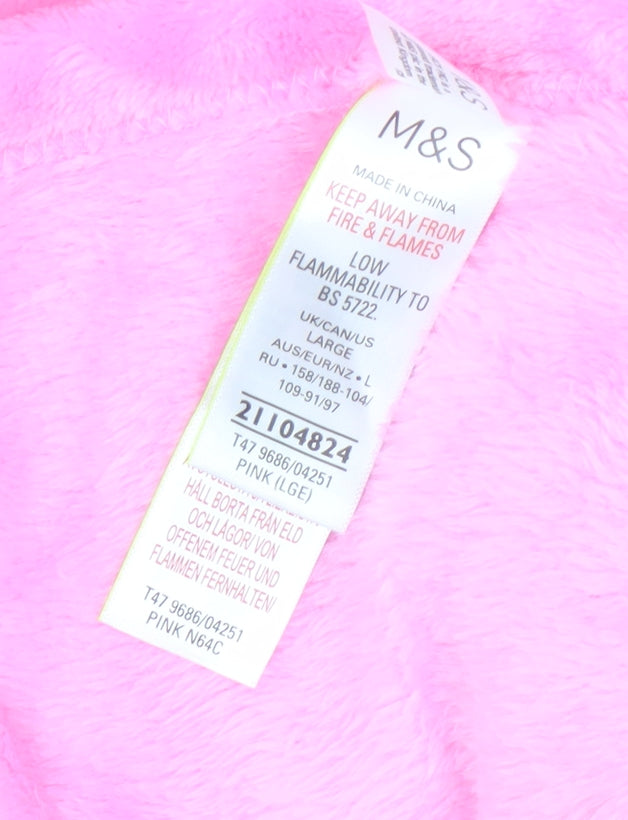 Marks and Spencer Women Pink Fleece Hooded Pig Robe L