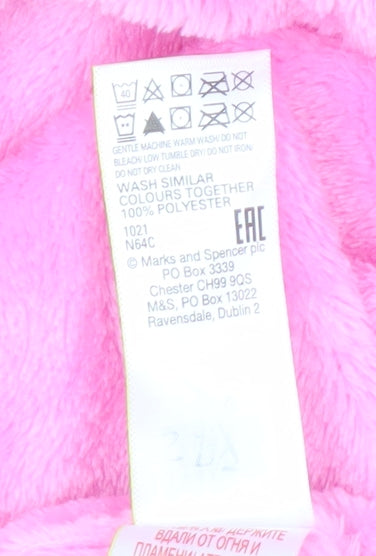 Marks and Spencer Women Pink Fleece Hooded Pig Robe L