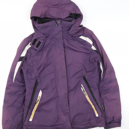 Crane Womens Purple Ski Jacket Small S 8-10 Hooded Waterproof Winter Coat