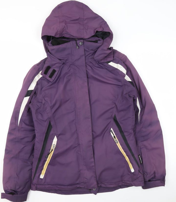 Crane Womens Purple Ski Jacket Small S 8-10 Hooded Waterproof Winter Coat