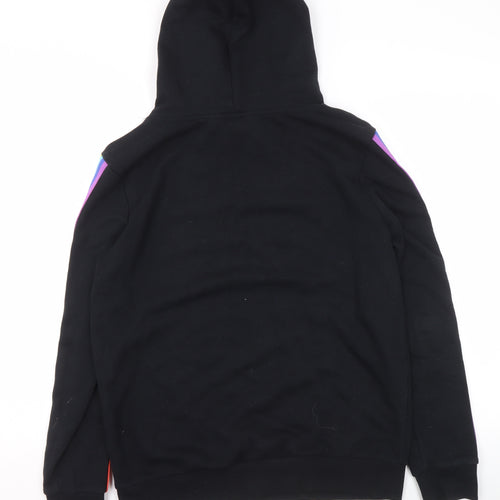 Varsity Team Players Black Rainbow Stripe Hoodie Women M Cotton Blend