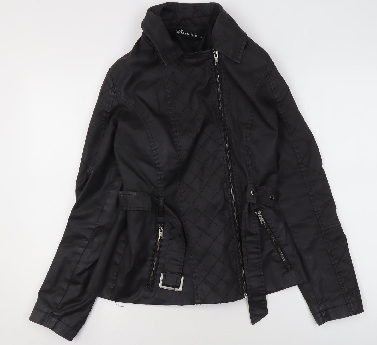 @Republic Women's Black Size 10 Faux Leather Biker Jacket