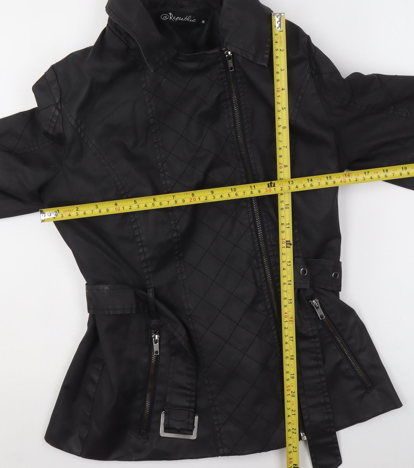 @Republic Women's Black Size 10 Faux Leather Biker Jacket