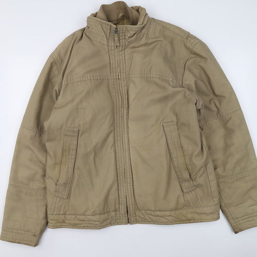 BHS Men’s Beige Cotton Zip-Up Basic Jacket L 42in Classic Style