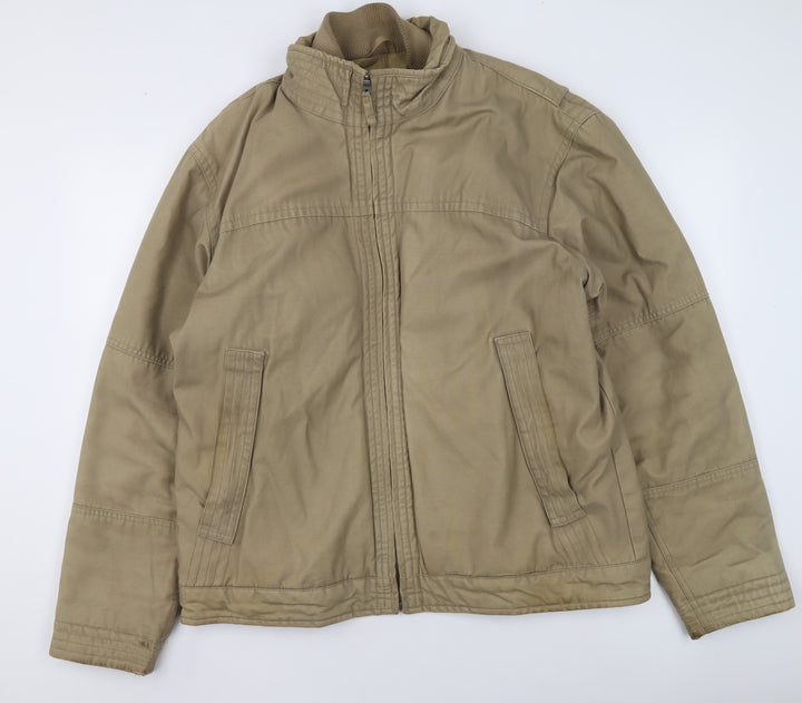BHS Men’s Beige Cotton Zip-Up Basic Jacket L 42in Classic Style