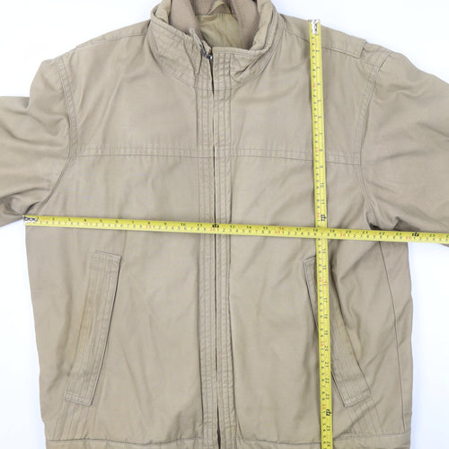 BHS Men’s Beige Cotton Zip-Up Basic Jacket L 42in Classic Style